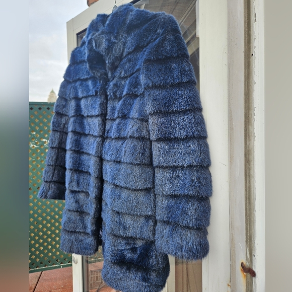 Laundry Shelli Segal Faux Deep Blue Navy Fur - size xs - Picture 3 of 10